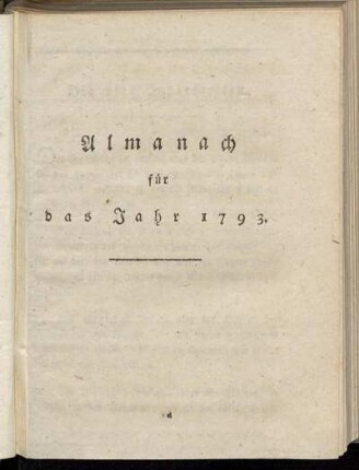 Almanach für das Jahr 1793.