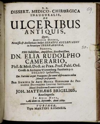Dissert. Medico-Chirurgica Inauguralis, De Ulceribus Antiquis