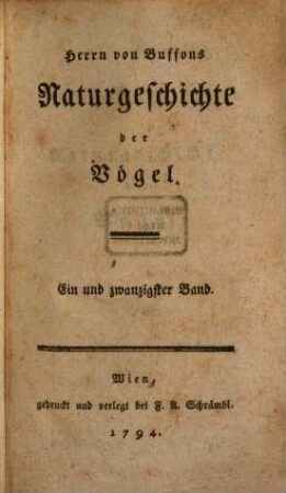 Herrn von Buffons Naturgeschichte der Vögel, 21