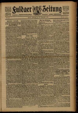 Erste Ausgabe vom Mittwoch, den 12. Dezember 1906.