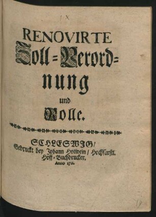 Renovirte Zoll-Verordnung und Rolle