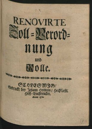 Renovirte Zoll-Verordnung und Rolle