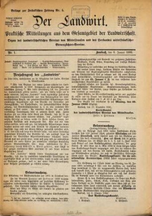 Der Landwirt : praktische Mitteilungen aus dem Gesamtgebiet der Landwirtschaft. 1882