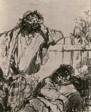 Gavarni, Paul: Masques et visages. Les Propos de Thomas Vireloque (6). Sa Majesté le Roi des animaux. Lithografie; 20,1 x 16,1 cm. 1852/1853