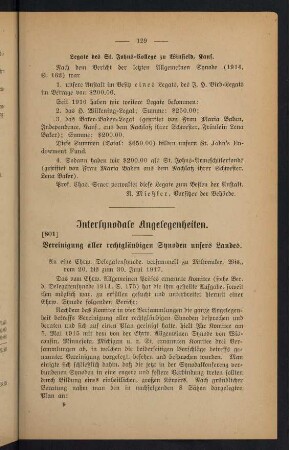 129-130, Gruppe 800: Intersynodale Angelegenheiten