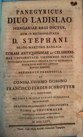 Panegyricus Divo Ladislao Hungariae Regi