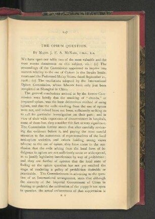 The Opium Question.