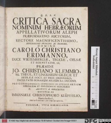Critica Sacra Nominum Hebrœorum Appellativorum Aleph Præformativo Auctorum ...