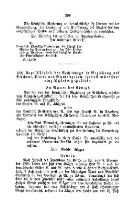 Unzulässigkeit des Rechtswegs in Beziehung auf Kirchen-, Pfarr- und Schulabgaben, speciell in der Provinz Schleswig-Holstein : [IV. Elementarschulwesen]