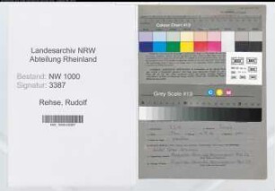Entnazifizierung Rudolf Rehse, geb. 03.02.1898 (Finanzpruefer)