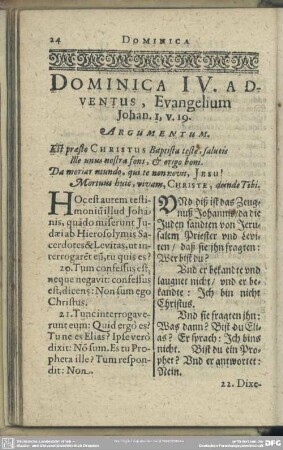 Dominica III. Adventus, Evangelium Johan. 1., v. 19.