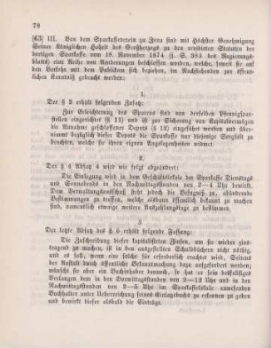 63. Ministerial-Bekanntmachung, betreffend die Abänderung der revidierten Statuten der Sparkassen zu Jena