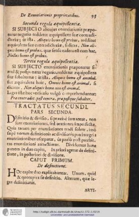 TRACTATUS SECUNDI. PARS SECUNDA.