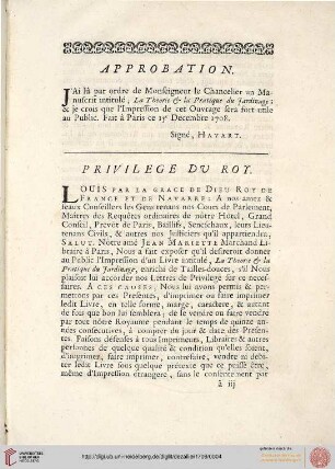 Approbation / Privilege du Roy