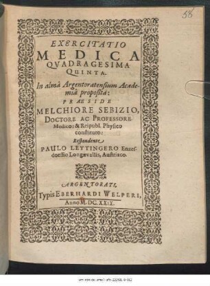 Exercitatio Medica Quadragesima Quinta