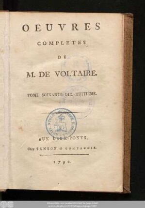 Tome Soixante-Dix-Huitieme: Lettres De L'Imperatrice De Russie Et De M. De Voltaire