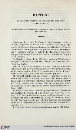 16: Rapport du secrétaire perpétuel de l'Académie des inscriptions et belles-lettres, sur les travaux des commissions de cette académie pendant le premier semestre de l'année 1859
