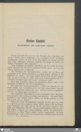 Erstes Kapitel. Geschichtliche und statistische Angaben
