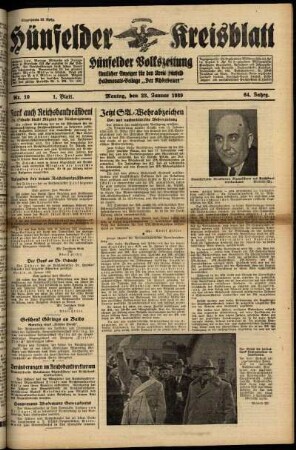 Erste Ausgabe vom Montag, den 23. Januar 1939.