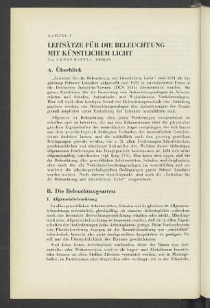 Kapitel V. Leitsätze für die Beleuchtung mit künstlichem Licht