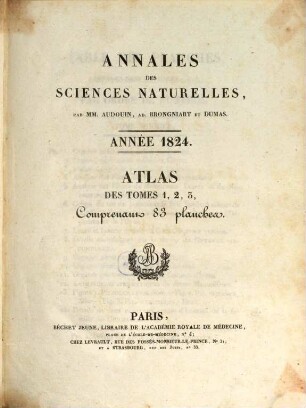 Annales des sciences naturelles. Atlas. 1824