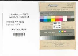 Entnazifizierung Hans Rackette , geb. 26.11.1919 (Polizeianwaerter)