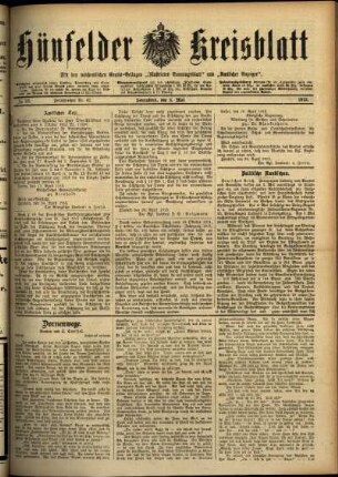 Ausgabe vom Samstag, den 03. Mai 1913.