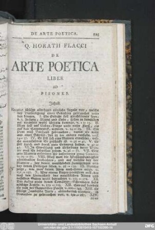 Q. Horatii Flacii De Arte Poetica Liber Ad Pisones.
