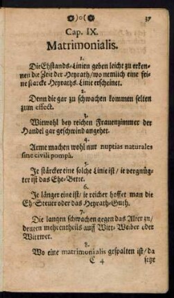 Cap. IX. Matrimonialis