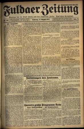 Ausgabe vom Samstag, den 13. August 1932.