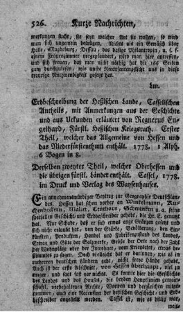 Erdbeschreibung der heßischen Lande, Casselischen Antheils. T.1.2.