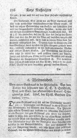 Vom guten Geschmack in der Philosophie.
