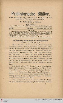 1: Die Sammlung vorgeschichtlicher Fundgegenstände des Herrn Dr. M. Much in Wien