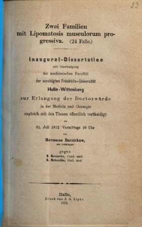 Zwei Familien mit Lipomatosis musculorum progressiva (24 Fälle)