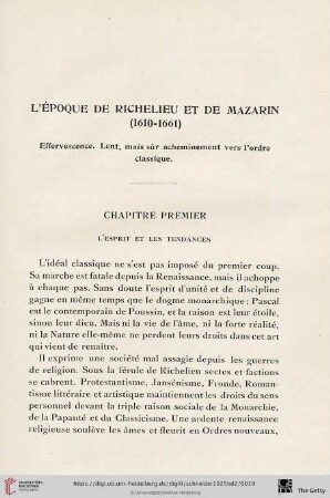 L'époque de Richelieu et de Mazarin (1610 - 1661)