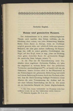 Sechstes Kapitel. Reine und gemischte Rassen