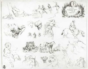 Veritables griffonemens : Caylus, Anne Claude Philippe de, nach Bella, Stefano della: Veritables griffonemens. Radierung; 27,6 x 34,5 cm. Dresden: Kupferstich-Kabinett A 10 411 in A 593,1