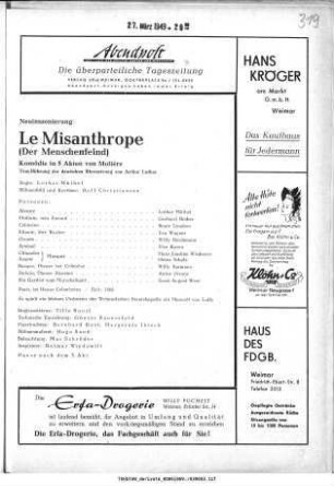 Le Misanthrope (Der Menschenfeind)