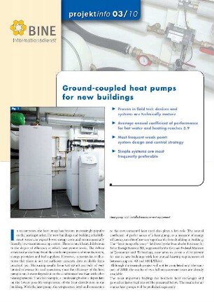 Ground-coupled heat pumps for new buildings.