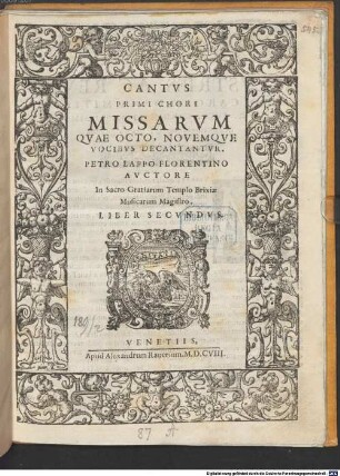 MISSARVM QVAE OCTO, NOVEMQVE VOCIBVS DECANTANTVR ... LIBER SECVNDVS