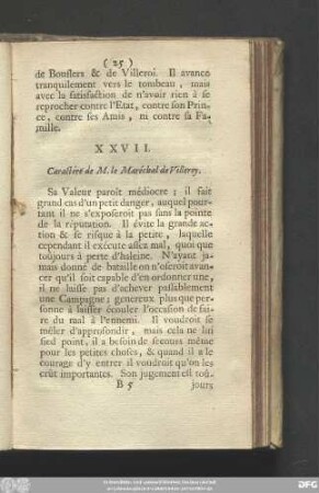 XXVII. Caractére de M. le Maréchal de Villeroy.