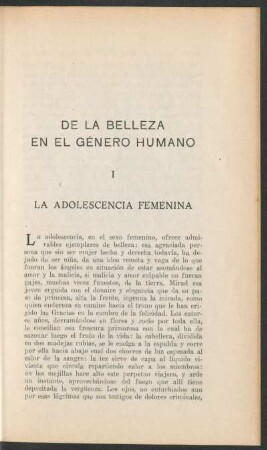De la belleza en el género humano
