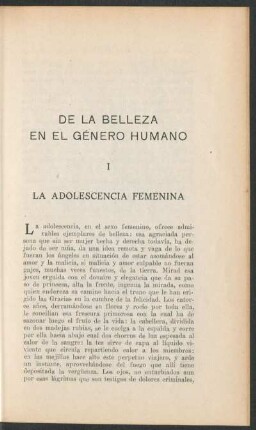 De la belleza en el género humano