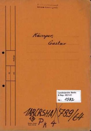 Personenheft Gustav Kämper (*20.10.1913), SS-Obersturmführer