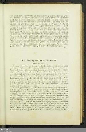 XII. Herzog und Kurfürst Moritz