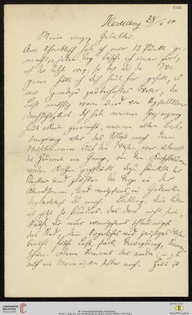 Heid. Hs. 3484,706: Brief von Eberhard Gothein an Marie Luise Gothein