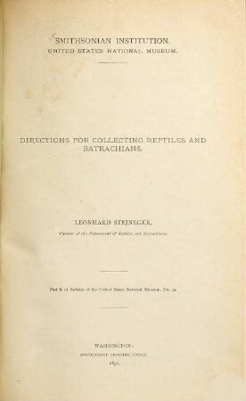 Directions for collecting reptiles and batrachians