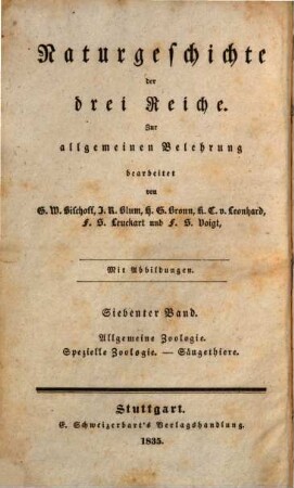 Lehrbuch der Zoologie, 1. Allgemeine Zoologie ; Spezielle Zoologie ; Säugethiere