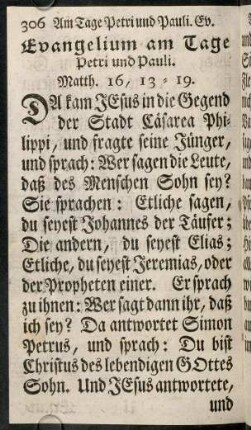 306-318, Evangelium am Tage Petri und Pauli. - Evangelium am Tage Bartholomaei.