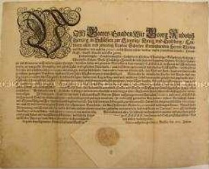 Patent von Georg Rudolf Herzog von Liegnitz über die Mobilisierung angesichts drohender Kriegsgefahr